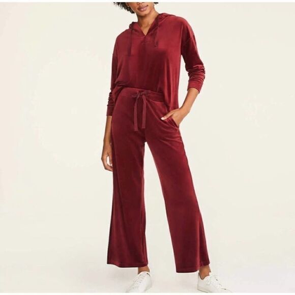 Lou & Grey Velour Wide Leg Track Suit Size Large - Picture 1 of 9